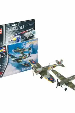 Speciale Aanbieding Revell Modelbouwpakket - Combat Set Bf109G-10 & Spitfire Mk.V 1:72 - 76dlg. - Incl. Aqua Color Basiskleuren Verf