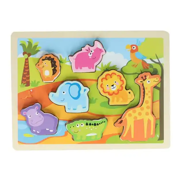 Houten Vormenpuzzel Jungle - 7dlg. Direct Verzonden