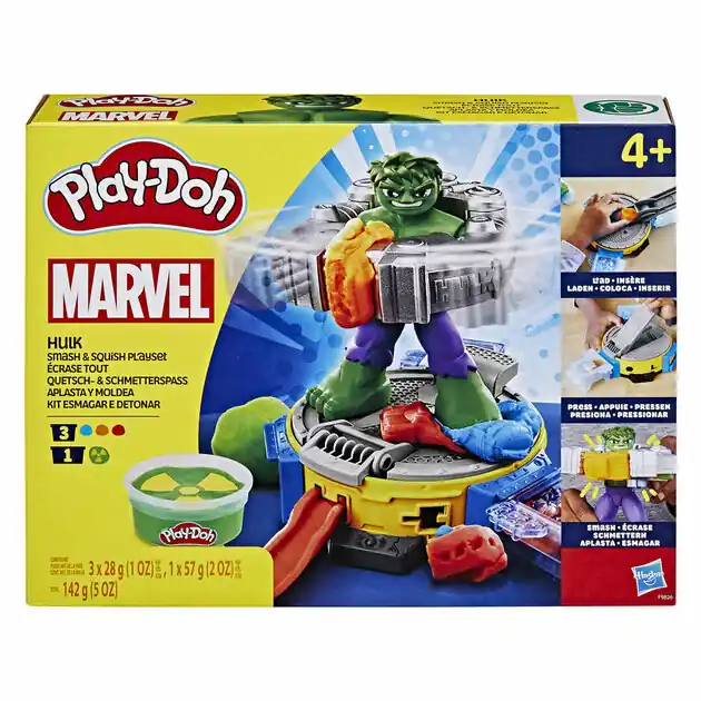 Snelle Levering Play-Doh Marvel Hulk Smash & Squish Speelset - 4 Kleipotjes