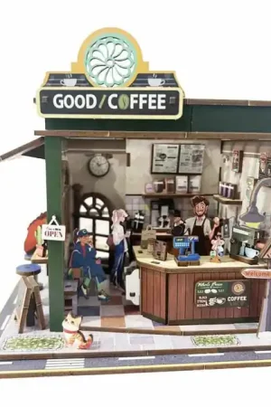 Betaalbaar Woodworks Houten Bouwpakket Coffee Shop met Licht - 138dlg.