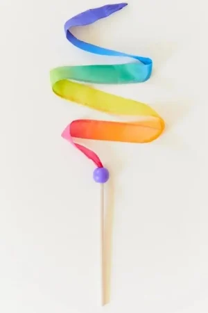 Superprijs Mini zwaailint - danslint Regenboog 90 cm - Sarah's Silks