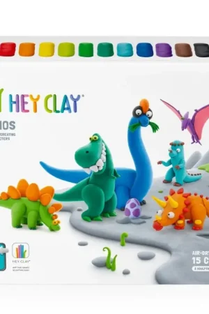 Hey Clay interactieve boetseerkleiset - 6 dino's (15 potjes) Beperkte Voorraad