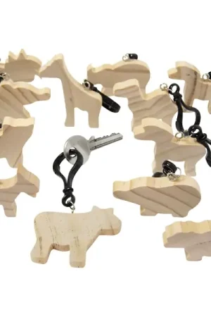 Nu Kopen Eduplay - onbewerkte houten dieren sleutelhangers - set van 12 stuks