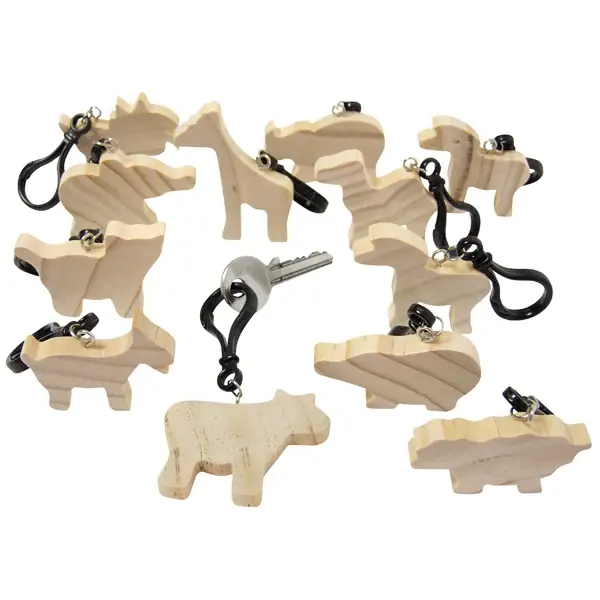 Nu Kopen Eduplay - onbewerkte houten dieren sleutelhangers - set van 12 stuks