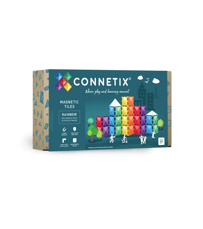 CONNETIX - Rainbow Rectangle Pack 18 stuks - magnetisch constructiespeelgoed Gecertificeerd