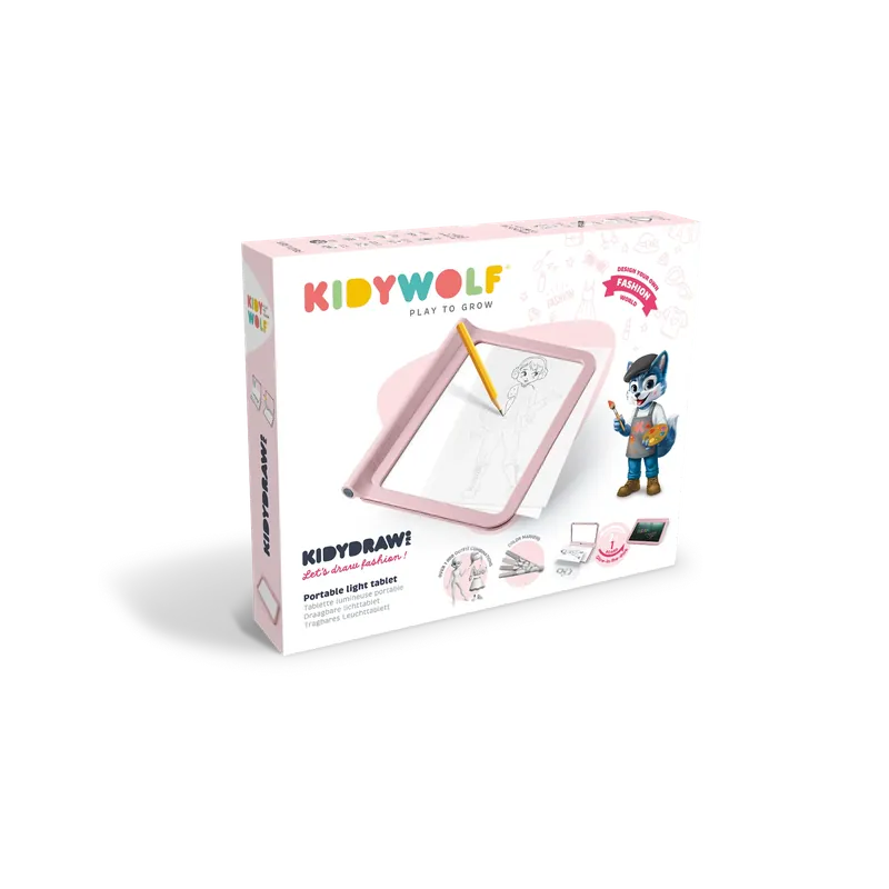 Laatste Kans Kidywolf - Kidydraw-pro PINK lichtgevende tekentablet + 4 stiften