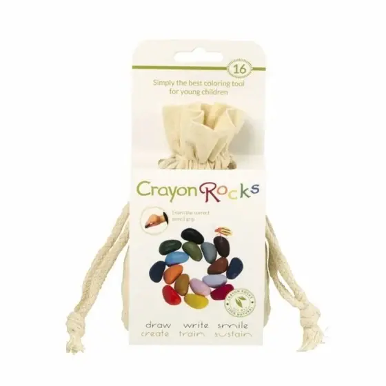Crayon Rocks - 16 kleuren in ecru katoenen zakje Koop Vandaag