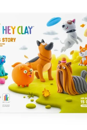 Hey Clay - Dog Story (15 potjes) - interactieve boetseerkleiset Exclusieve Aanbieding