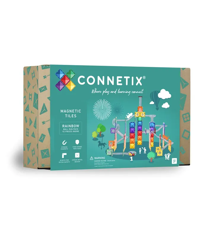 Goedkoop CONNETIX - Ball Run Pack knikkerbaan 92 stuks - magnetisch constructiespeelgoed