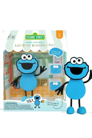 Lage Kosten Glo Pals - sensorische lichtgevende blokjes voor in bad of sensorisch spel - Sesamstraat Cookie Monster - 2 stuks incl. speelvriendje