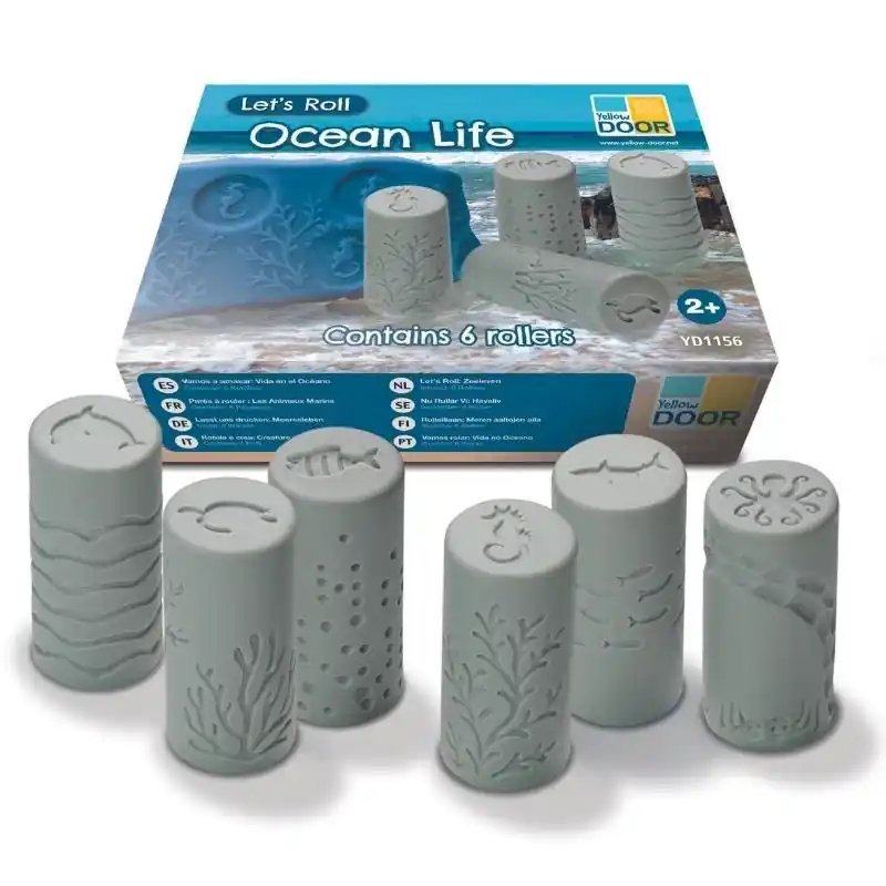 Let's roll - 6 Stempel Rollers met zeedieren - Yellow Door Laatste Kans