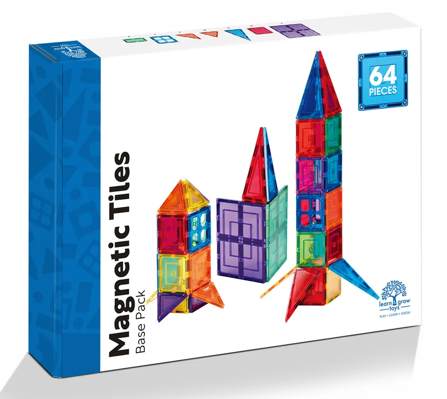 Learn And Grow - Magnetisch constructiespeelgoed Base Pack - 64 stuks Korting
