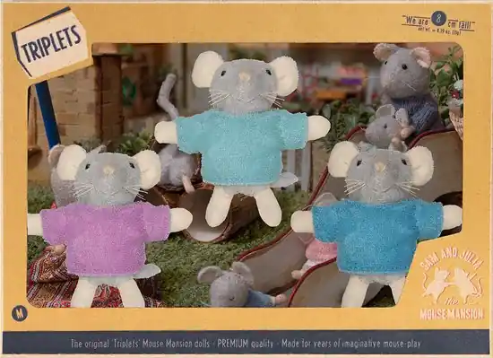 Het Muizenhuis - Knuffelmuis De Drieling - 8 cm Direct Verzonden