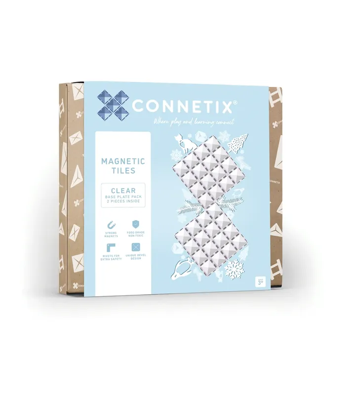 CONNETIX - 2 Clear basisplaten 30 x 30 cm - magnetisch constructiespeelgoed Gratis Retour