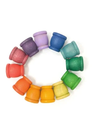 Fabrieksprijs Grapat - 12 Houten Bakjes "mates" regenboog - Grapat