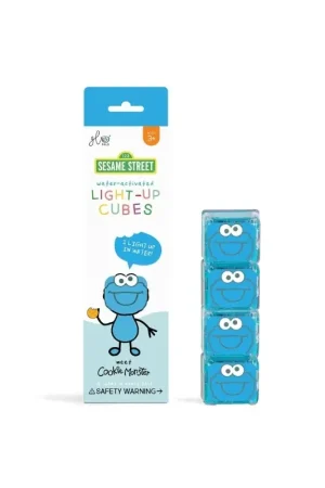 Glo Pals - sensorische lichtgevende blokjes voor in bad of sensorisch spel - Sesamstraat Cookie Monster - 4 stuks Alleen Vandaag