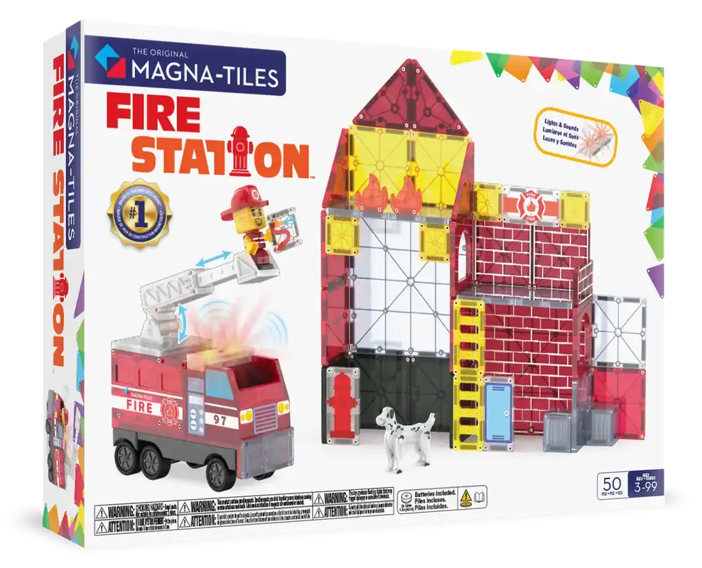 Tijdelijk Beschikbaar MAGNA-TILES® Fire Station met microMAGS (50 stuks)