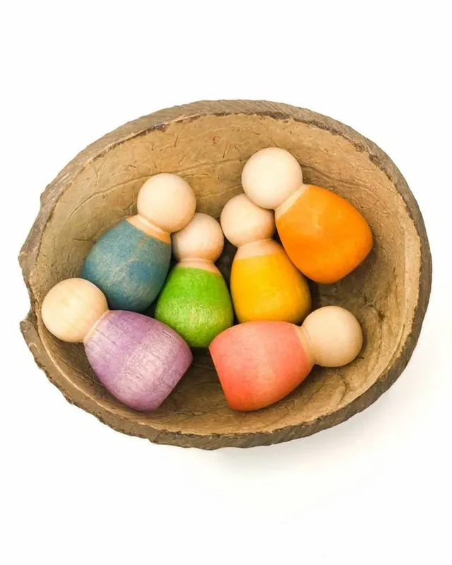 Grapat - Houten baby nins® 6-delig in kokosnoot schaal - Grapat Bestel Nu