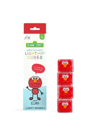 Gereduceerde Prijs Glo Pals - sensorische lichtgevende blokjes voor in bad of sensorisch spel - Sesamstraat Elmo - 4 stuks