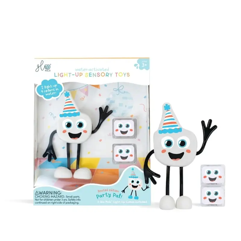 Glo Pals - sensorische lichtgevende blokjes voor in bad of sensorisch spel - Party - 2 stuks incl. speelvriendje Koop Online