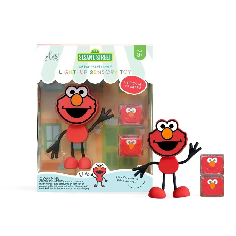 Bestseller Glo Pals - sensorische lichtgevende blokjes voor in bad of sensorisch spel - Sesamstraat Elmo - 2 stuks incl. speelvriendje