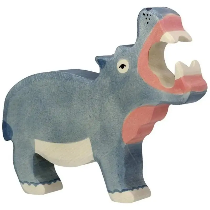 Express Levering Holztiger - Houten Dieren - Nijlpaard - 18 cm