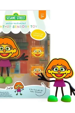 Glo Pals - sensorische lichtgevende blokjes voor in bad of sensorisch spel - Sesamstraat Julia - 2 stuks incl. speelvriendje Seizoensaanbieding