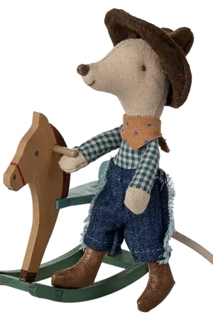 Aanbieding Maileg - Cowboy muis op hobbelpaard (kleine broer)