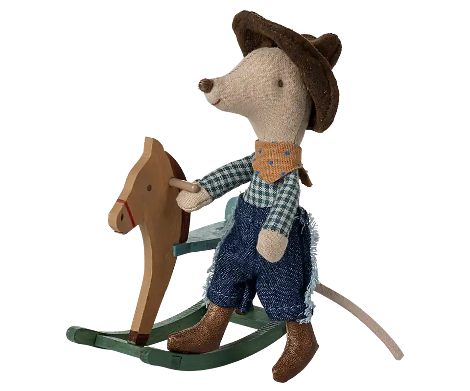 Aanbieding Maileg - Cowboy muis op hobbelpaard (kleine broer)