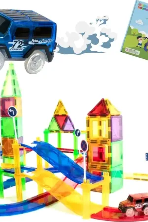 Gladi Tiles - 70 stuks racebaan - Magnetic Tiles - Magnetisch Speelgoed Alleen Vandaag