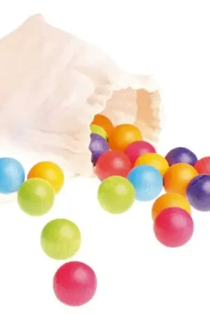 Betaalbaar Grimm's - 35 houten knikkers (7 regenboogkleuren)