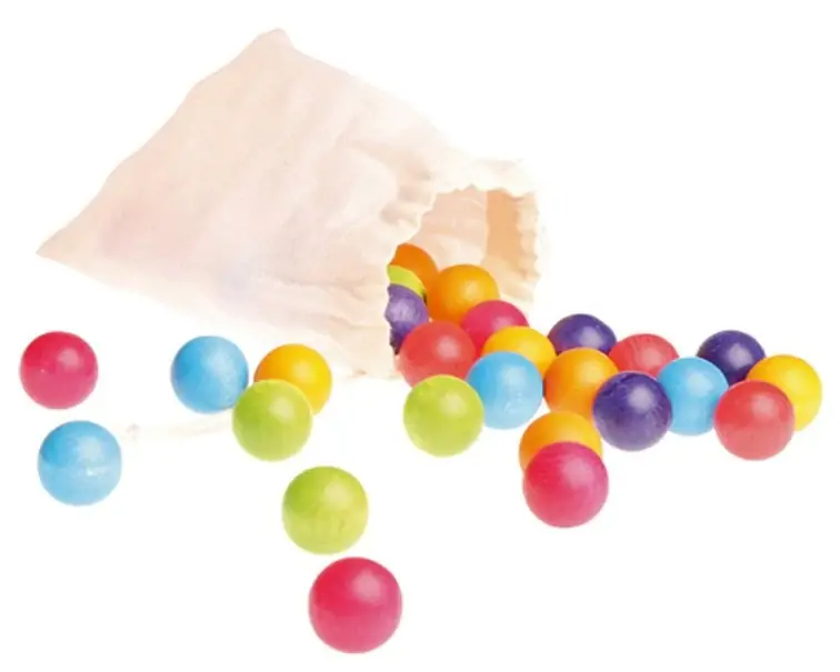 Betaalbaar Grimm's - 35 houten knikkers (7 regenboogkleuren)
