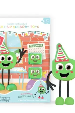 Goedkoop Glo Pals - 2 Christmas sensorische lichtgevende blokjes + speeltje voor in bad of sensorisch spel