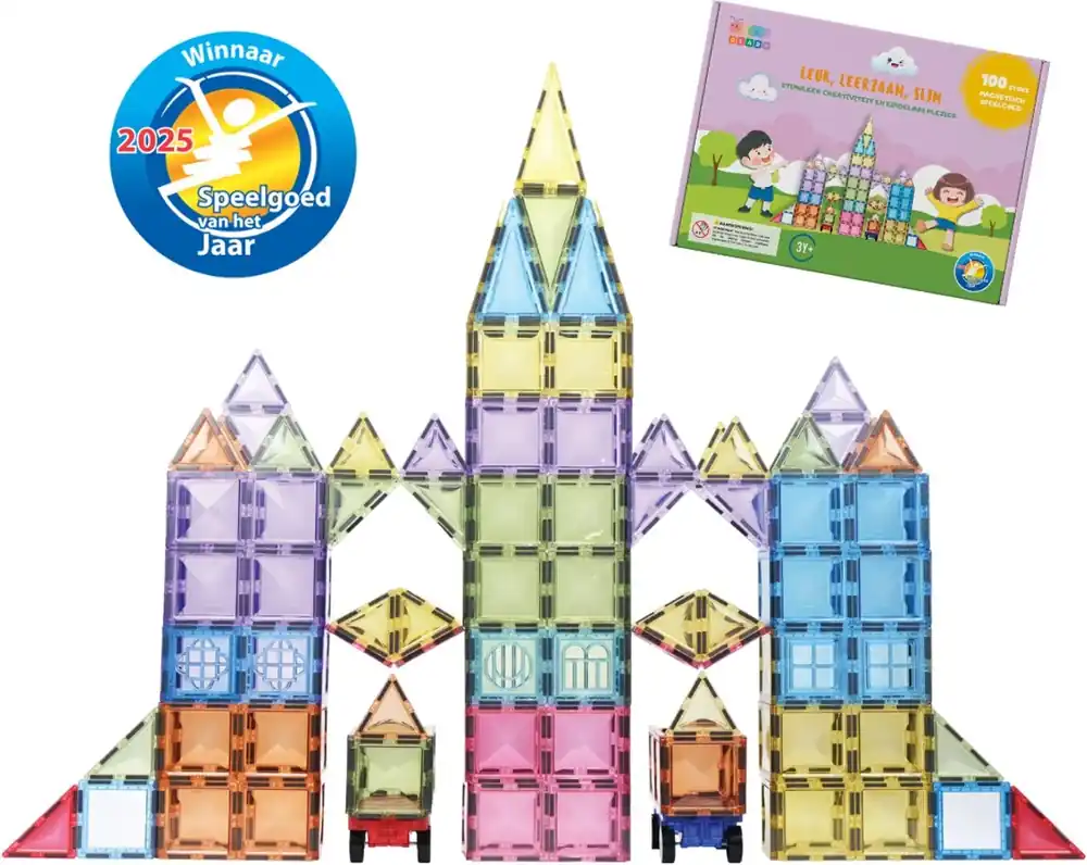 Must-Have Gladi Tiles - 100 stuks Pastel - Magnetic Tiles - Magnetisch Speelgoed