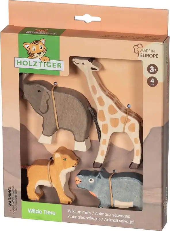 Laatste Versie Holztiger - Wilde dieren Set - Houten Dieren - 4 stuks
