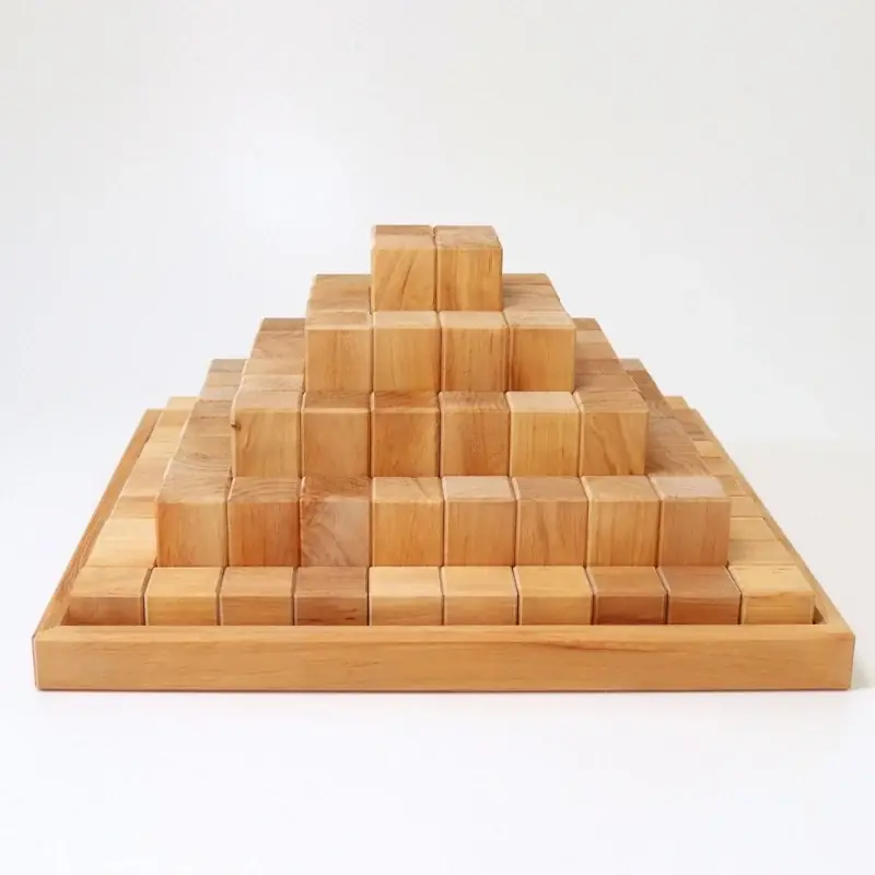 Snelle Levering Grimm's - Houten Blokken Piramide natuurkleur (100 stuks) groot