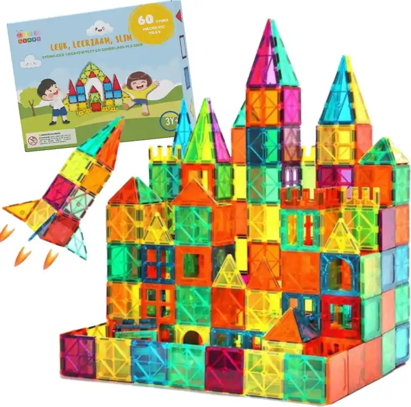 Populair Gladi Tiles - 60 stuks - Magnetic Tiles - Magnetisch Speelgoed