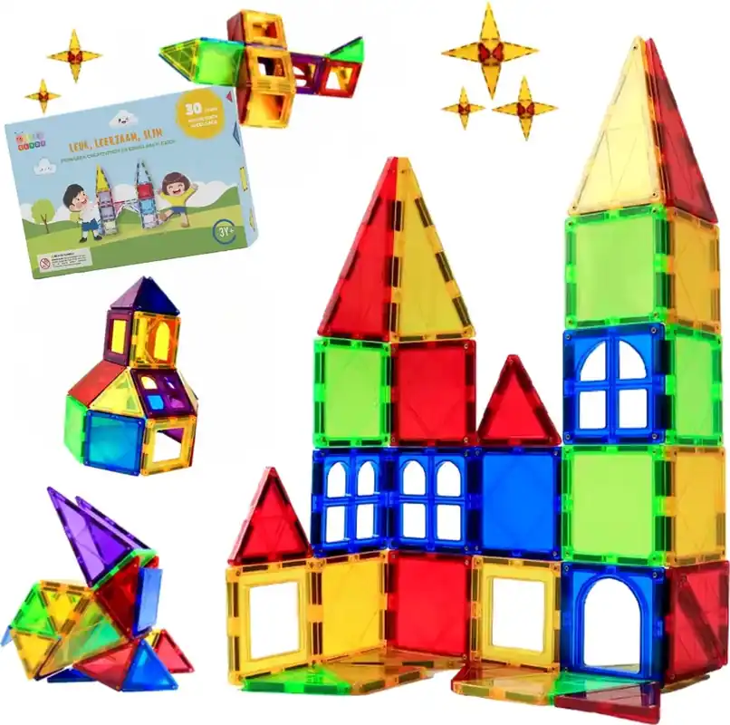 Gladi Tiles - 30 stuks - Magnetic Tiles - Magnetisch Speelgoed Gratis Retour