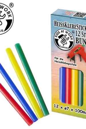 Gecertificeerd Kids At Work - Lijmsticks in 4 kleuren 7mm 12 Stk.