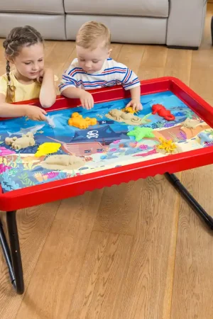 Toyrific - SET PlayTray (95cm) rood + onderstel + speelmat Sea & Dino Bestseller