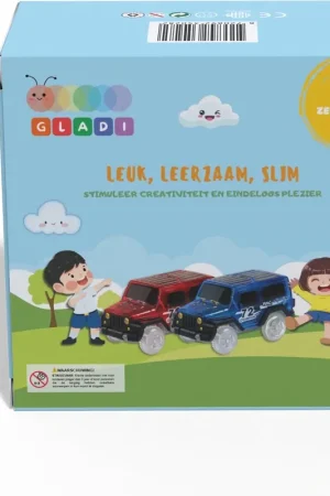 Gladi Tiles - 2 racebaan auto's - Magnetic Tiles - Magnetisch Speelgoed Actieprijs