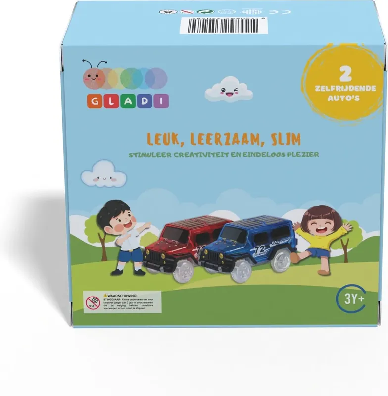 Gladi Tiles - 2 racebaan auto's - Magnetic Tiles - Magnetisch Speelgoed Actieprijs