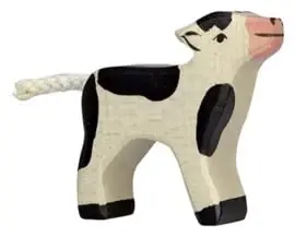 Aanbieding Holztiger - Houten Dieren - Kalfje zwart 6 cm