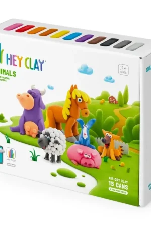 Hey Clay interactieve boetseerkleiset - 6 boerderijdieren (15 potjes) Premium