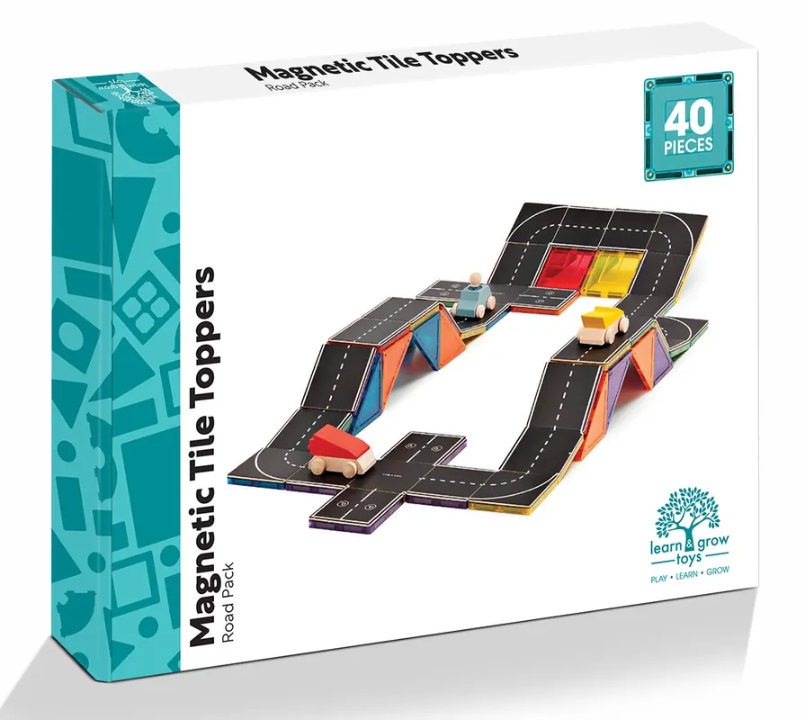 Koopje Learn And Grow - Magnetisch constructiespeelgoed Toppers Wegen - 40 stuks