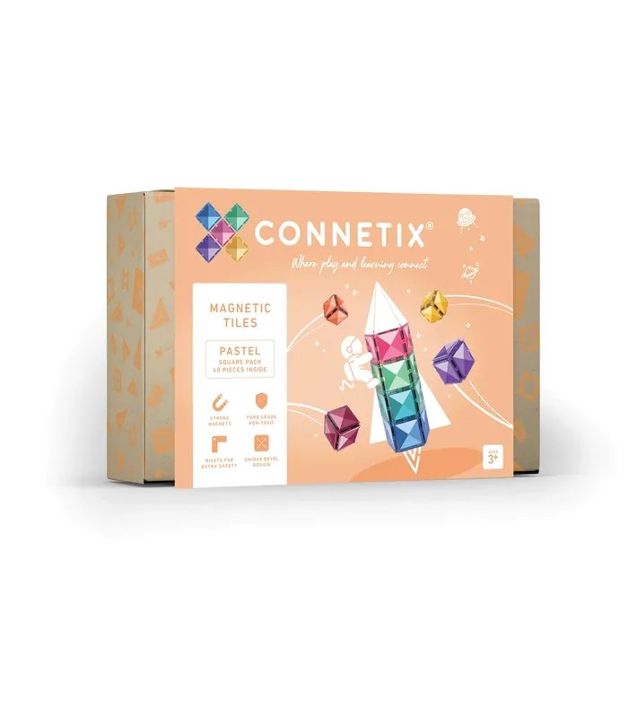 CONNETIX - Pastel Square 40 stuks - magnetisch constructiespeelgoed Alleen Vandaag