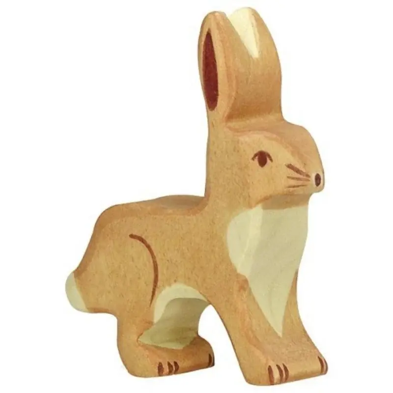 Op = Op Holztiger - Houten Dieren - Haas rechtopstaande oren 7,5 cm
