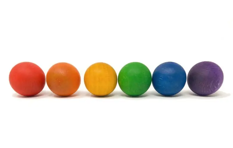Grapat - 6 houten ballen regenboog - Grapat Direct Verzonden