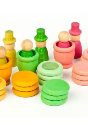 Beperkt Aanbod Grapat - houten nins® poppetjes met ringen en schijfjes - lente