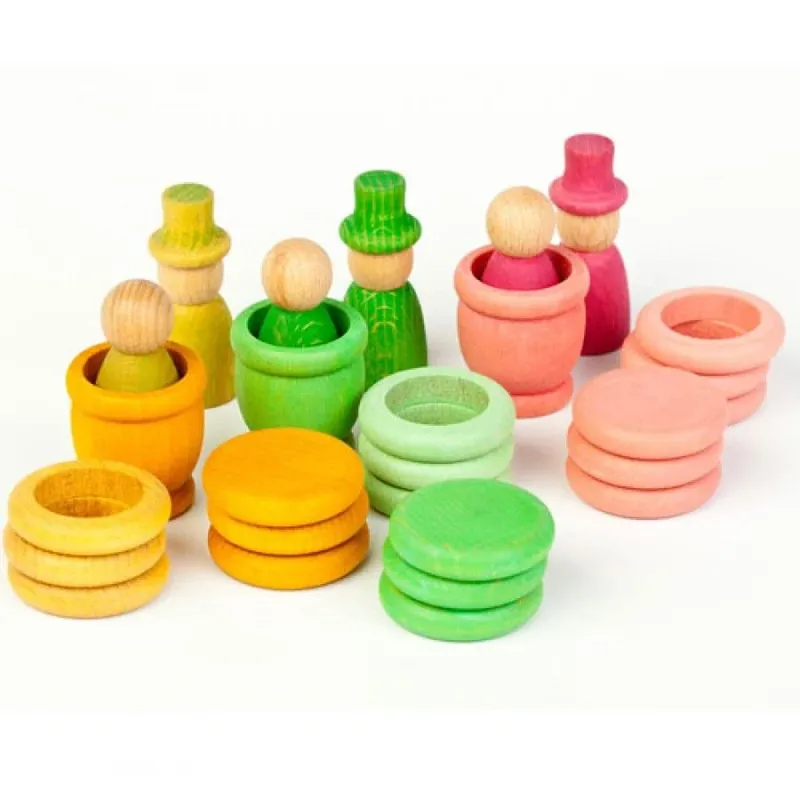 Beperkt Aanbod Grapat - houten nins® poppetjes met ringen en schijfjes - lente